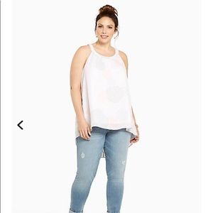 Torrid Pink Gray Patterned Hi-Low Swingy Tank Top